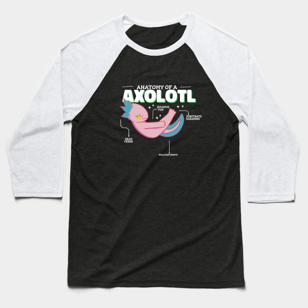 Anatomy of Axolotl Baseball T-Shirt by Artmoo